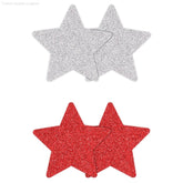 Pretty Pasties Glitter Stars Red/Silver (2 Pack)